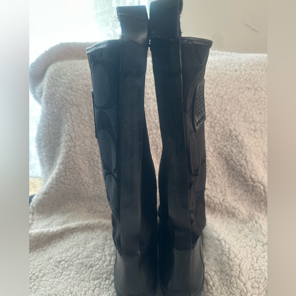 COACH Paige Tall Black Signature Rain Boots Size 7 SEE LAST PHOTO - Picture 5 of 11